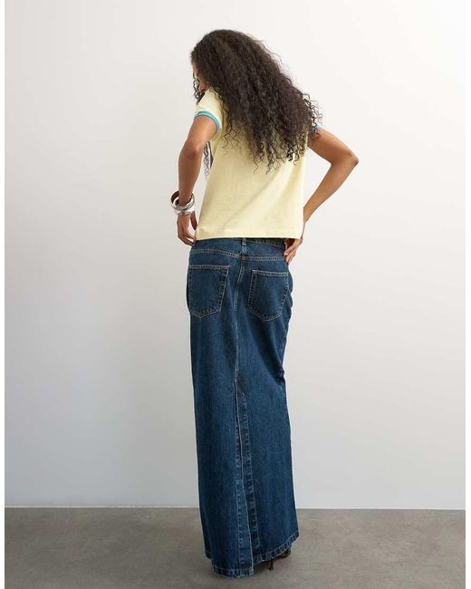 TOPSHOP Blue Low Rise Maxi Column Skirt