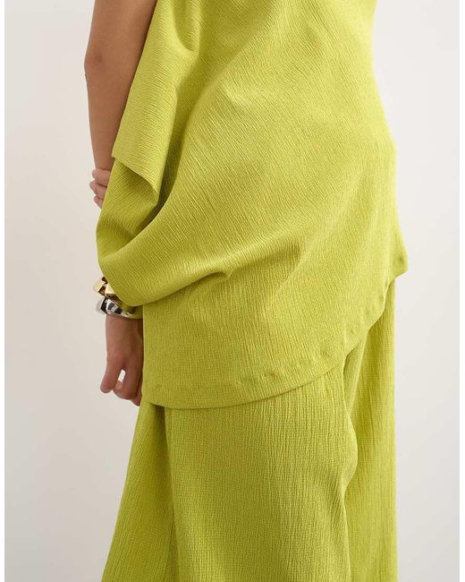 TOPSHOP Green Drape Detail Textured Bandeau Co-ord Top