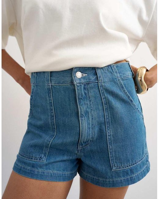 TOPSHOP White Denim Scout Short