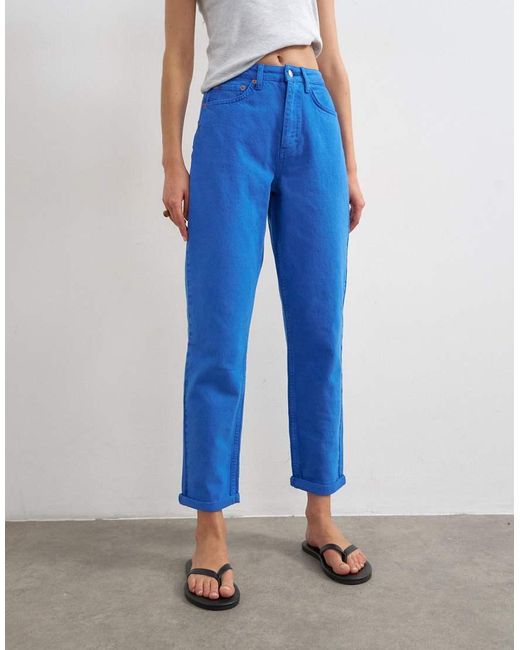 TOPSHOP Blue Mom High Rise Loose Fit Jean