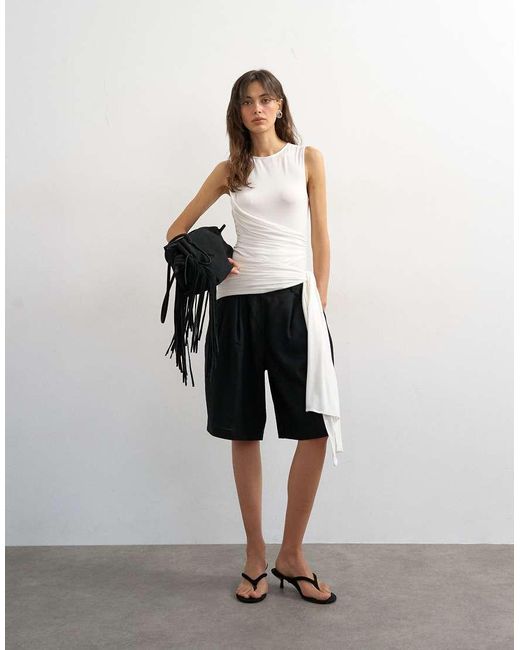 TOPSHOP White Wrap Drape Tank With Tie