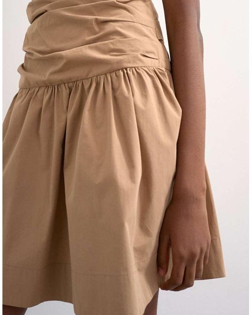 TOPSHOP White Poplin Ruched Bandeau Mini Dress