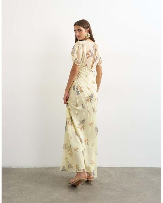 TOPSHOP White Chiffon Maxi Dress With Pintuck Details