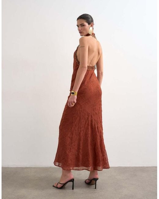 TOPSHOP White Broderie Occasion Maxi Dress With Beaded Trim