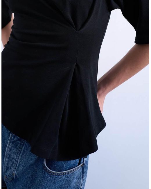 TOPSHOP Blue Cinch Waist Structured Tee