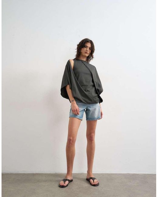 TOPSHOP Black Cape Draped Tee