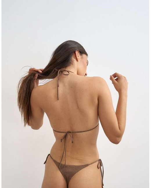 TOPSHOP Brown Kos Thong Bikini Bottom