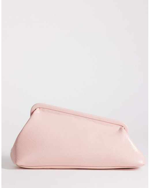 TOPSHOP Pink Anna Medium Angular Clutch Bag