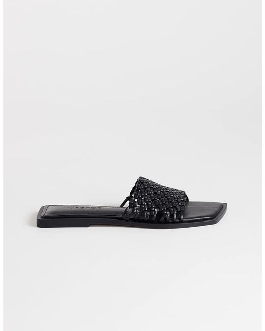 TOPSHOP Black Eve Woven Flat Sandals