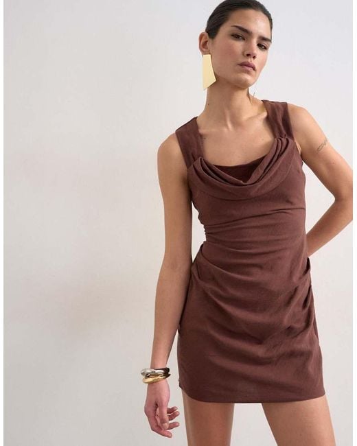 TOPSHOP Pink Structured Drape Mini Dress