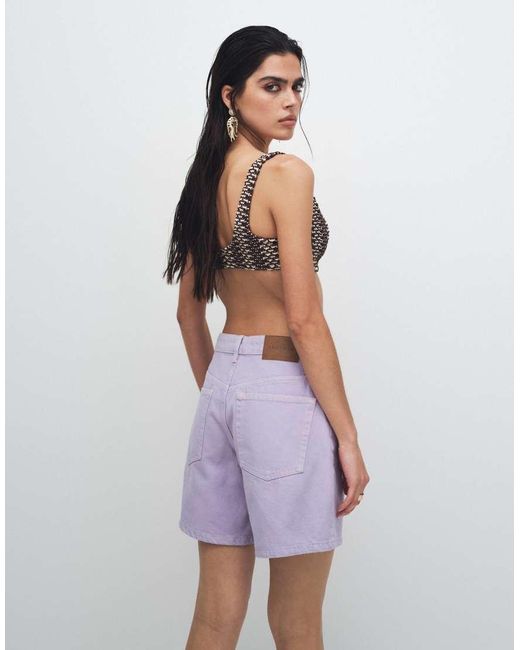 TOPSHOP Purple Denim Editor Shorts