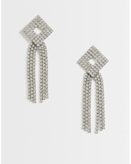 TOPSHOP White Eliza Stud Tassel Embellished Earring