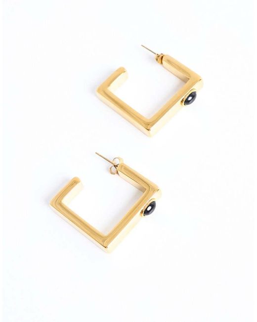 TOPSHOP Brown Perry Waterproof Stainless Steel Square Hoop Earring