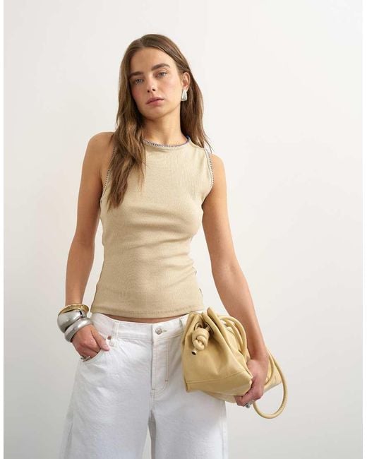 TOPSHOP Green Asymmetric Racer Back Vest