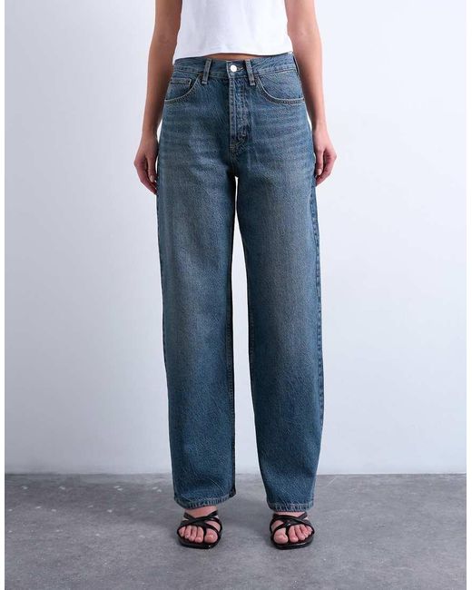 TOPSHOP Blue Column Mid Rise Jeans