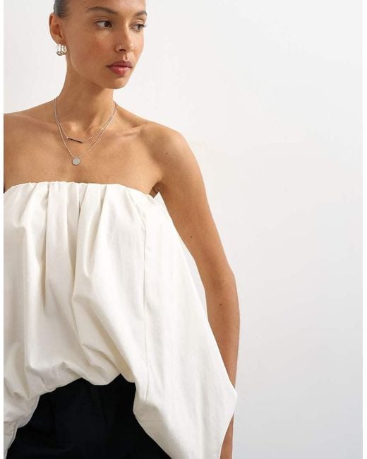 TOPSHOP White Bubble Hem High Low Bandeau