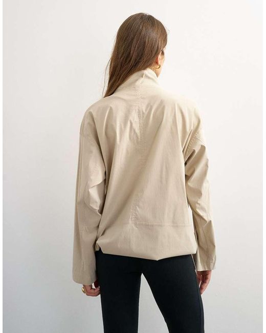 TOPSHOP White Techy Funnel Neck Jersey Track Top
