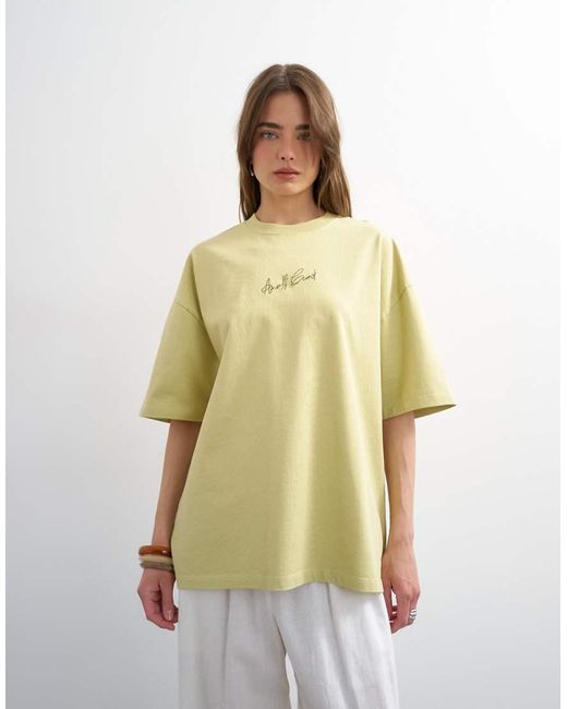 TOPSHOP White 'Amalfi' Embroidered Graphic Oversized Tee