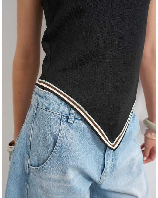 TOPSHOP Black Knitted Bandana Scarf Top