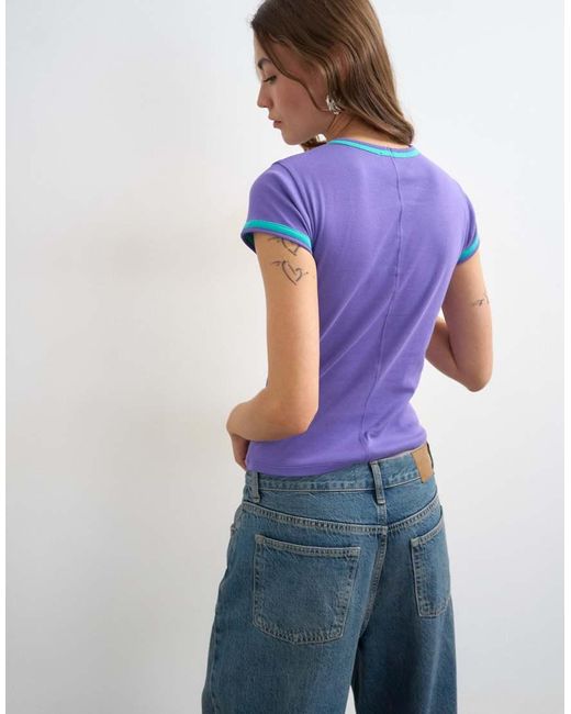 TOPSHOP Purple Contrast Everyday Tee