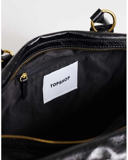 TOPSHOP Black Star Hardware Detail Bowler Shoulder Bag