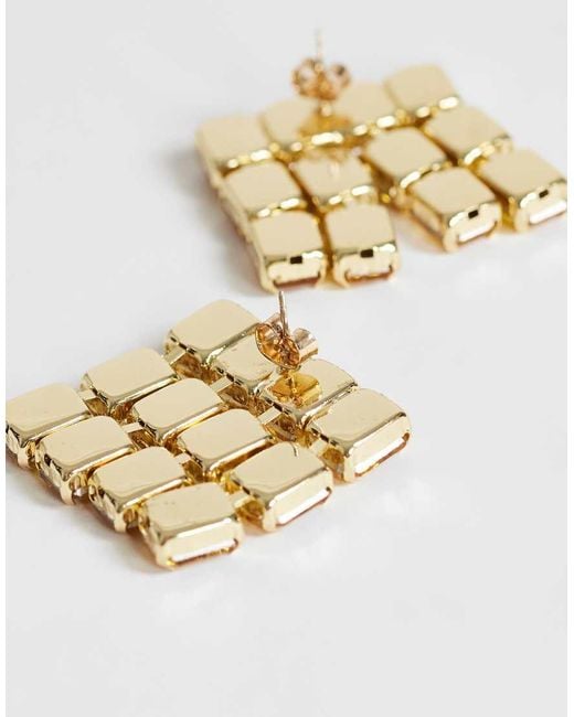 TOPSHOP Metallic Eddie Square Statement Earrings