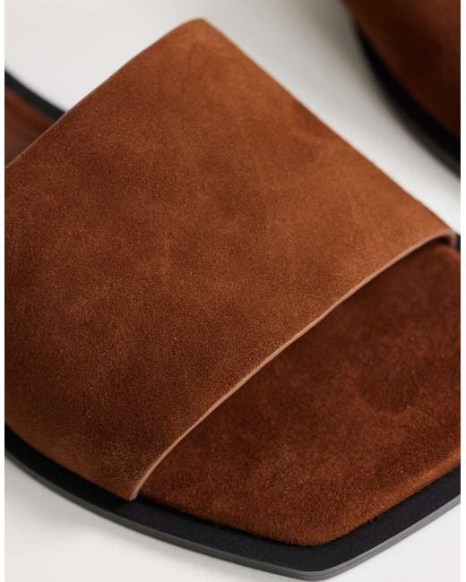 TOPSHOP Brown Sara Real Suede Mule Flat Sandal