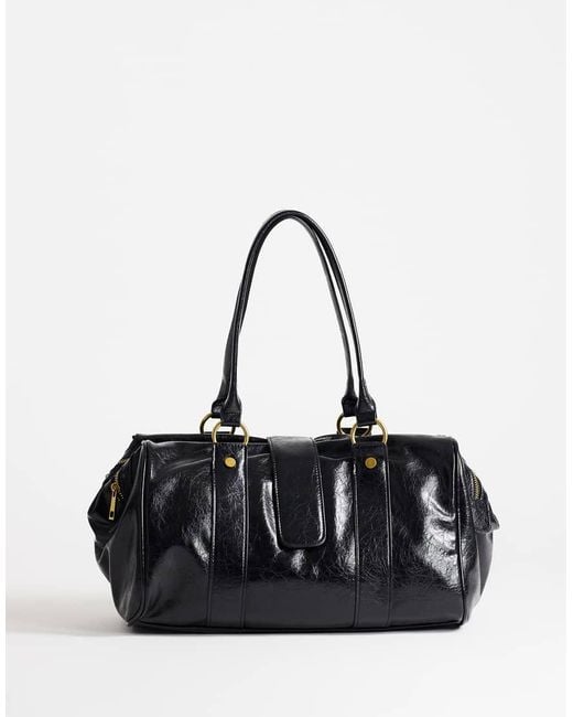 TOPSHOP Black Star Hardware Detail Bowler Shoulder Bag