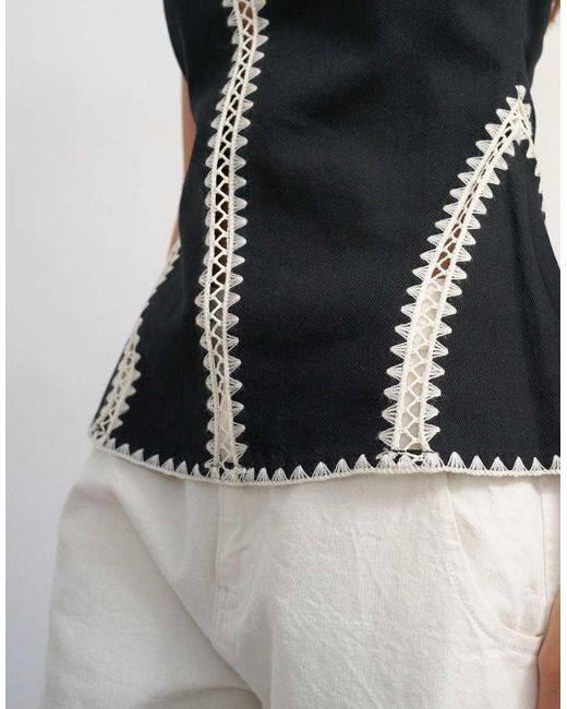 TOPSHOP Multicolor Crochet Detail Bandeau Top