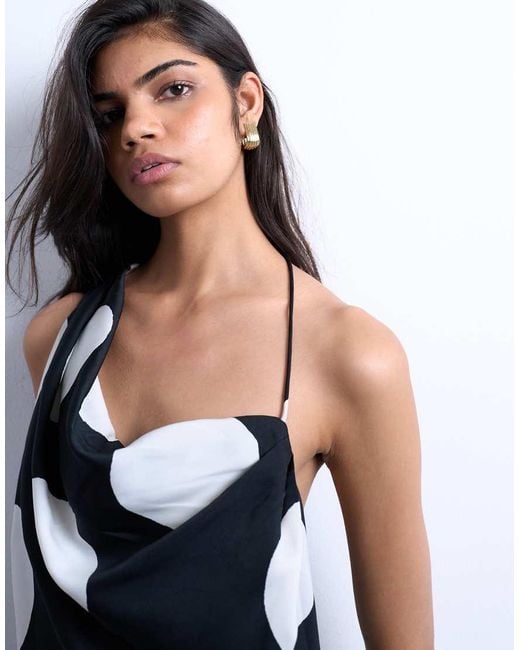 TOPSHOP White One Shoulder Satin Top