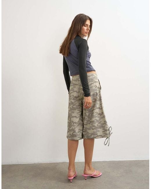 TOPSHOP Natural Denim baggy Camo Jorts