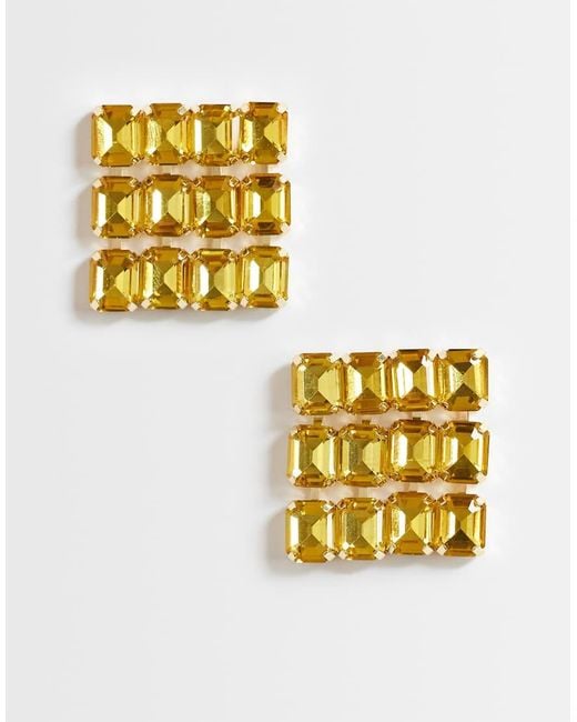 TOPSHOP Metallic Eddie Square Statement Earrings