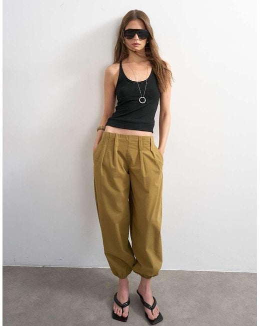 TOPSHOP Green Poplin Balloon Trouser