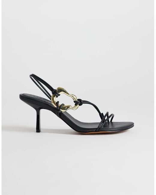 TOPSHOP Metallic Nova Strappy Mid Heeled Sandal With Hardware