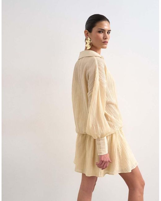 TOPSHOP Natural Dropped Waist Wrap Shirt Dress