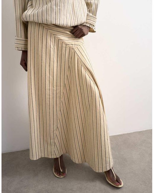 TOPSHOP Natural Denim Asymmetric Dropped Waist Maxi Skirt