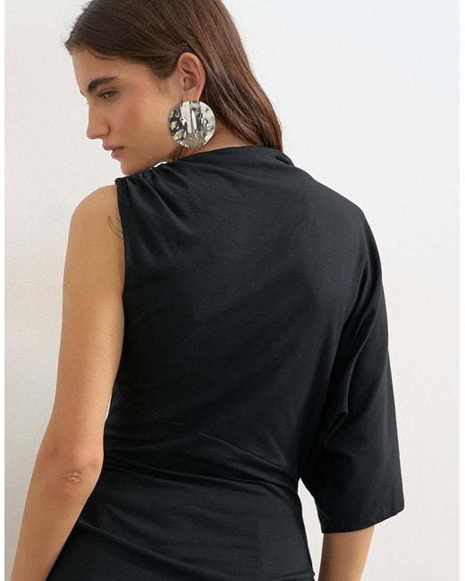 TOPSHOP Blue Twisted Strap Asymmetric Top
