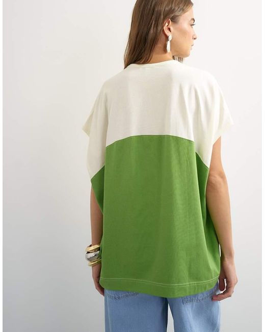 TOPSHOP Green Colour Block Oversized Tank
