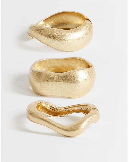 TOPSHOP Metallic Flora 3 Pack Bangles