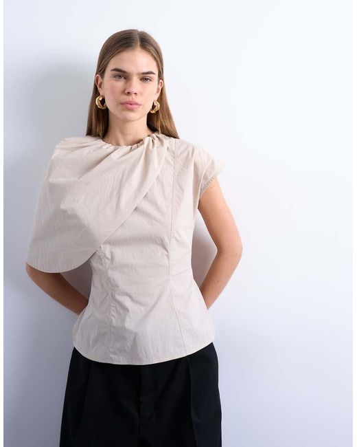 TOPSHOP Gray Cape Structured Top