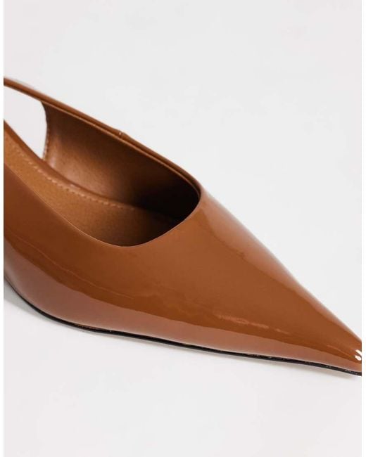 TOPSHOP Brown Ali Kitten Heel Slingback Courts
