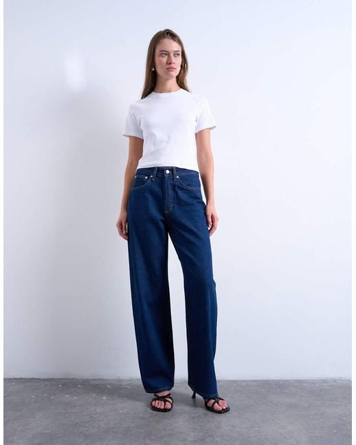 TOPSHOP Blue Column Mid Rise Jean