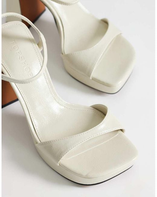 TOPSHOP White Faye Platform Two Part High Heel Sandals