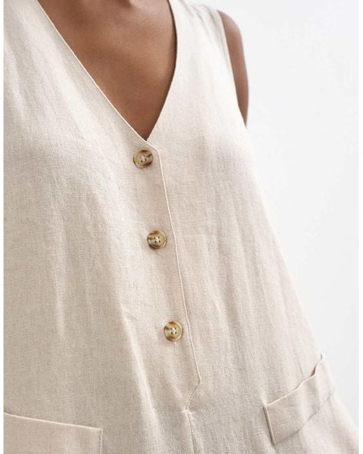 TOPSHOP Natural Tailored Linen Blend Jumpsuit