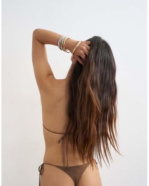 TOPSHOP Brown Kos Triangle Bikini Top