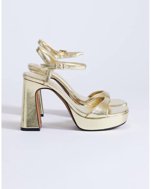 TOPSHOP Metallic Faye Platform Two Part High Heel Sandals