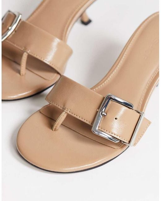 TOPSHOP Natural Nadine Mid Heeled Mules With Buckle
