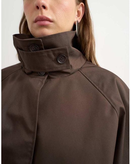 TOPSHOP Brown Funnel Neck Cropped Trench Coat