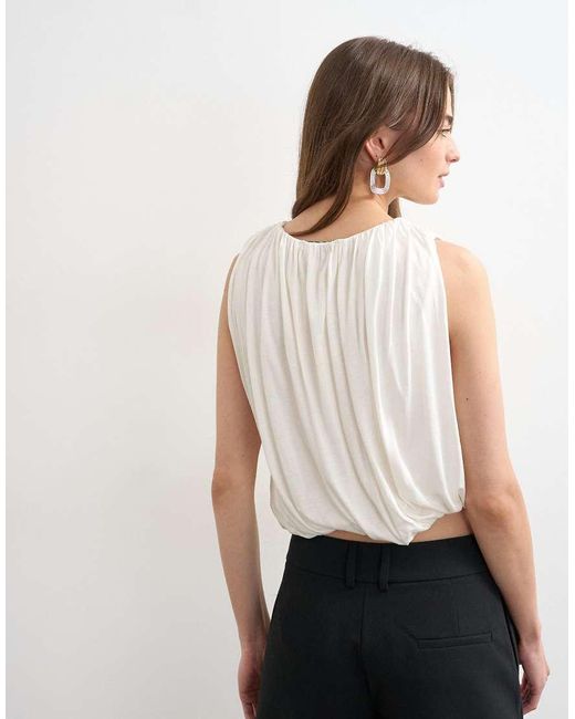 TOPSHOP Black Bubble Drape Top