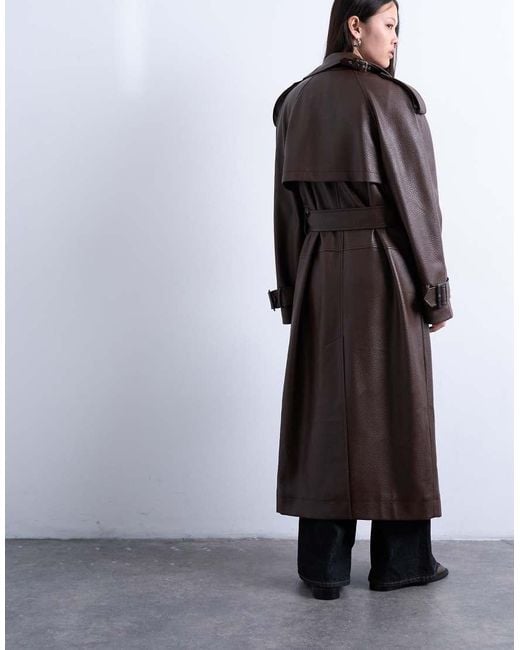 TOPSHOP White Bubble Faux Leather Trench Coat